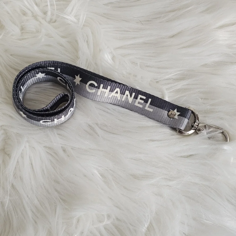 CHANEL Black Logo Lanyard Necklace